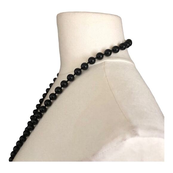 Vintage Amy Taylor Marked Black Beaded Pearly Black Pendant Necklace EUC - Picture 11 of 15